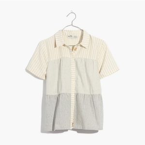 Madewell x The New Denim Project Stripe Mix Seamed Button Down Shirt size XS